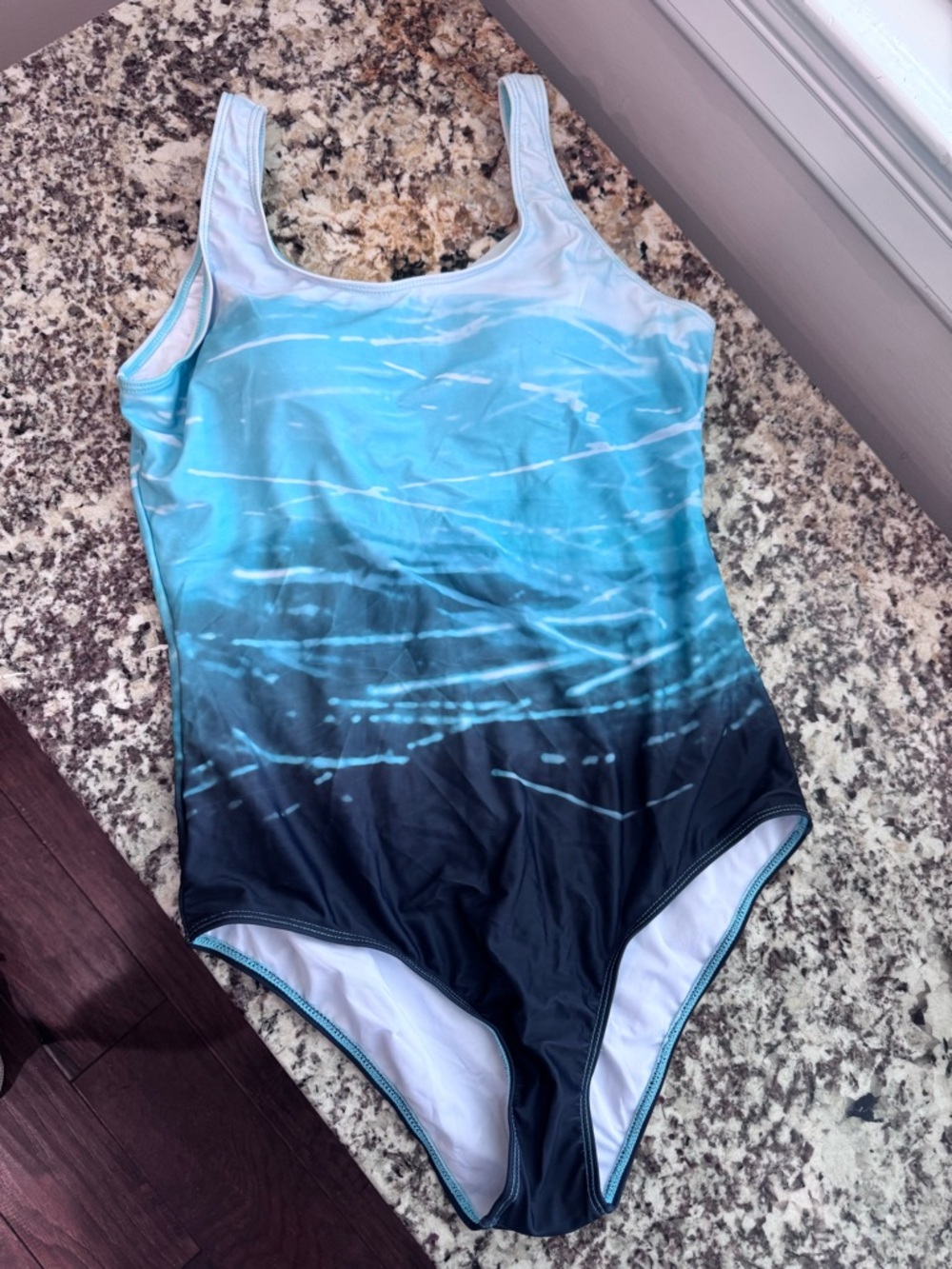Gradient Blue One-Piece Swimsuit Size XL